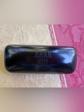 Anna Sui Black Leather Hardshell Eyewear Case
